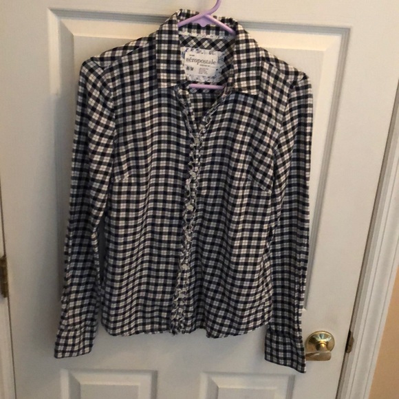 Aeropostale Tops - Aeropostale Button Down Blouse Top Sz Medium Juniors